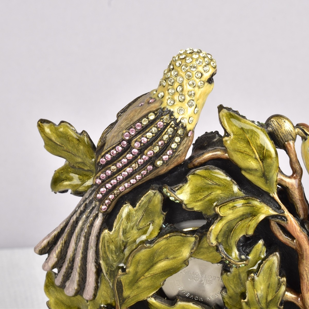 Jay Strongwater Enameled Two Bird Clock