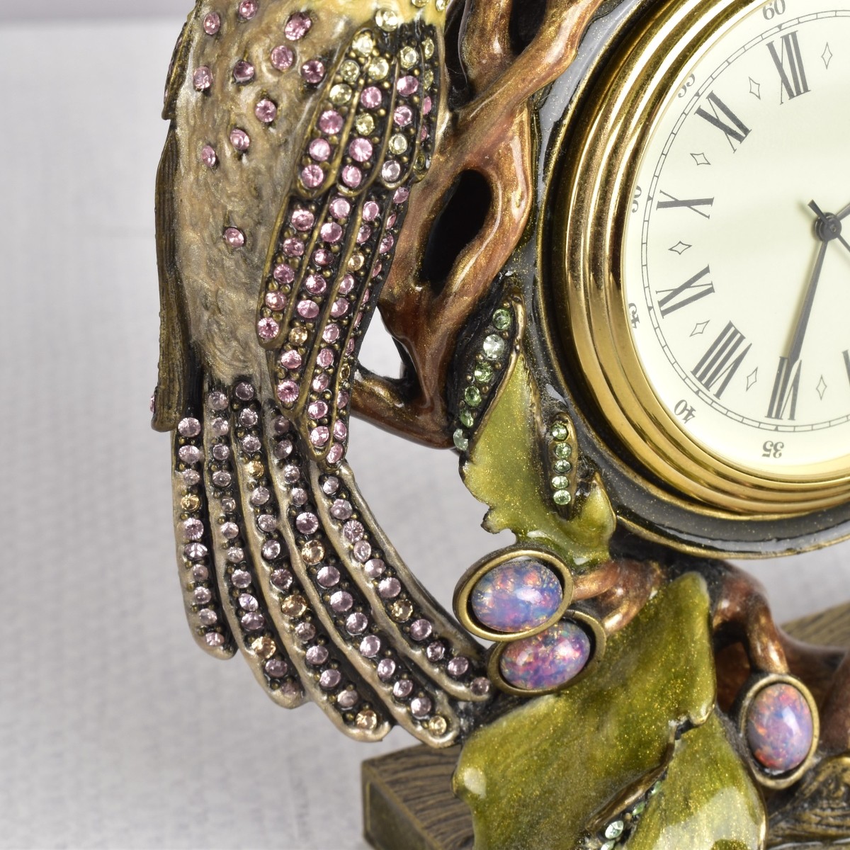 Jay Strongwater Enameled Two Bird Clock