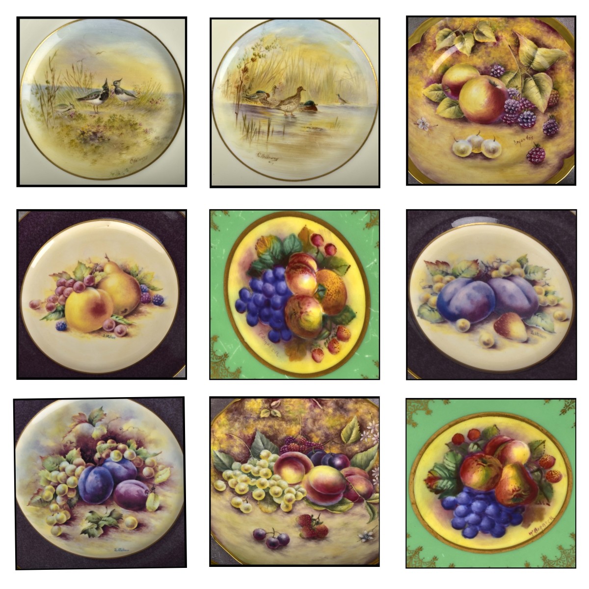 Vintage Hand Painted Cabinet Plates