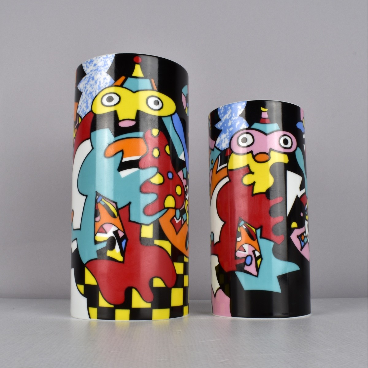 Two Rosenthal Abstract Omar Alt Vases