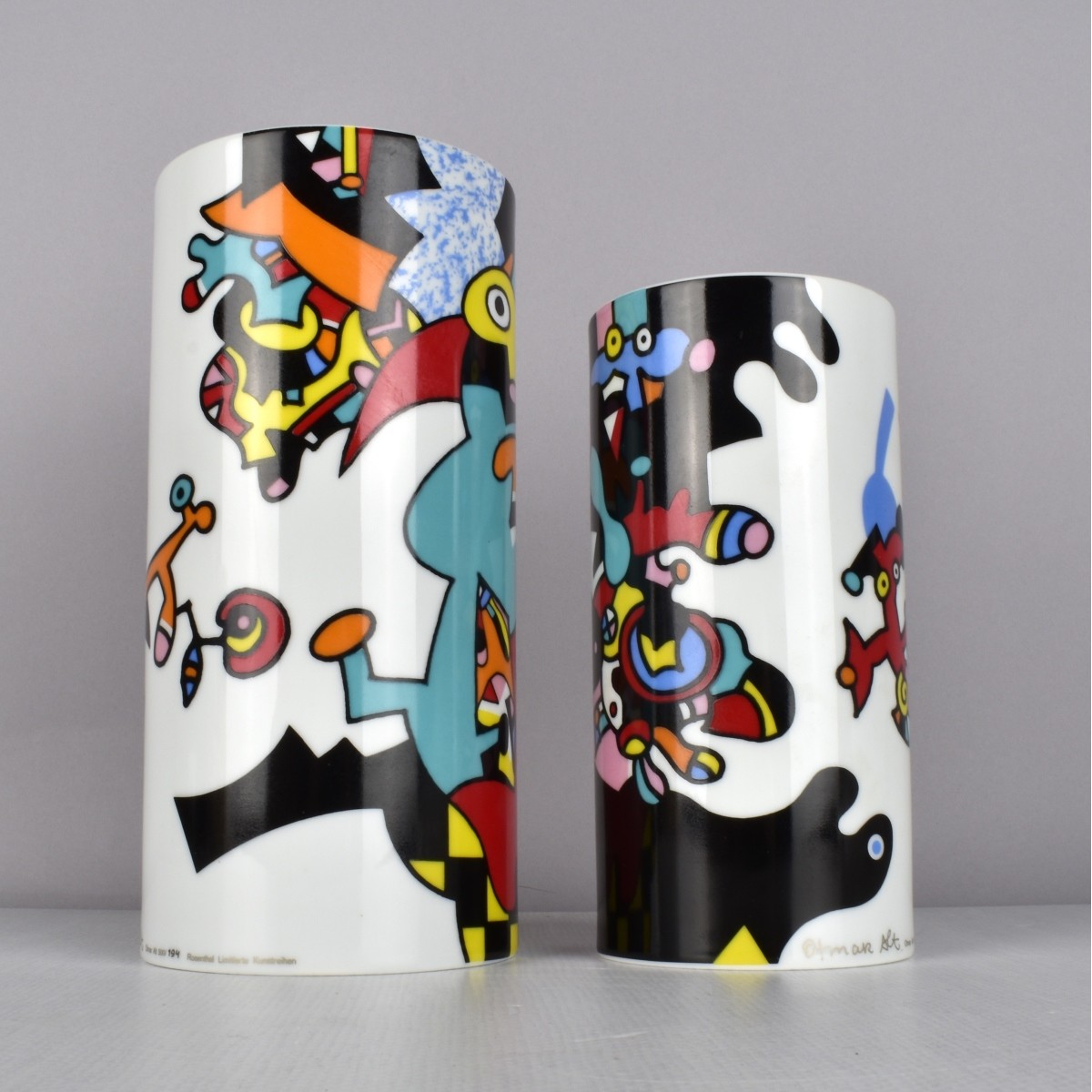Two Rosenthal Abstract Omar Alt Vases