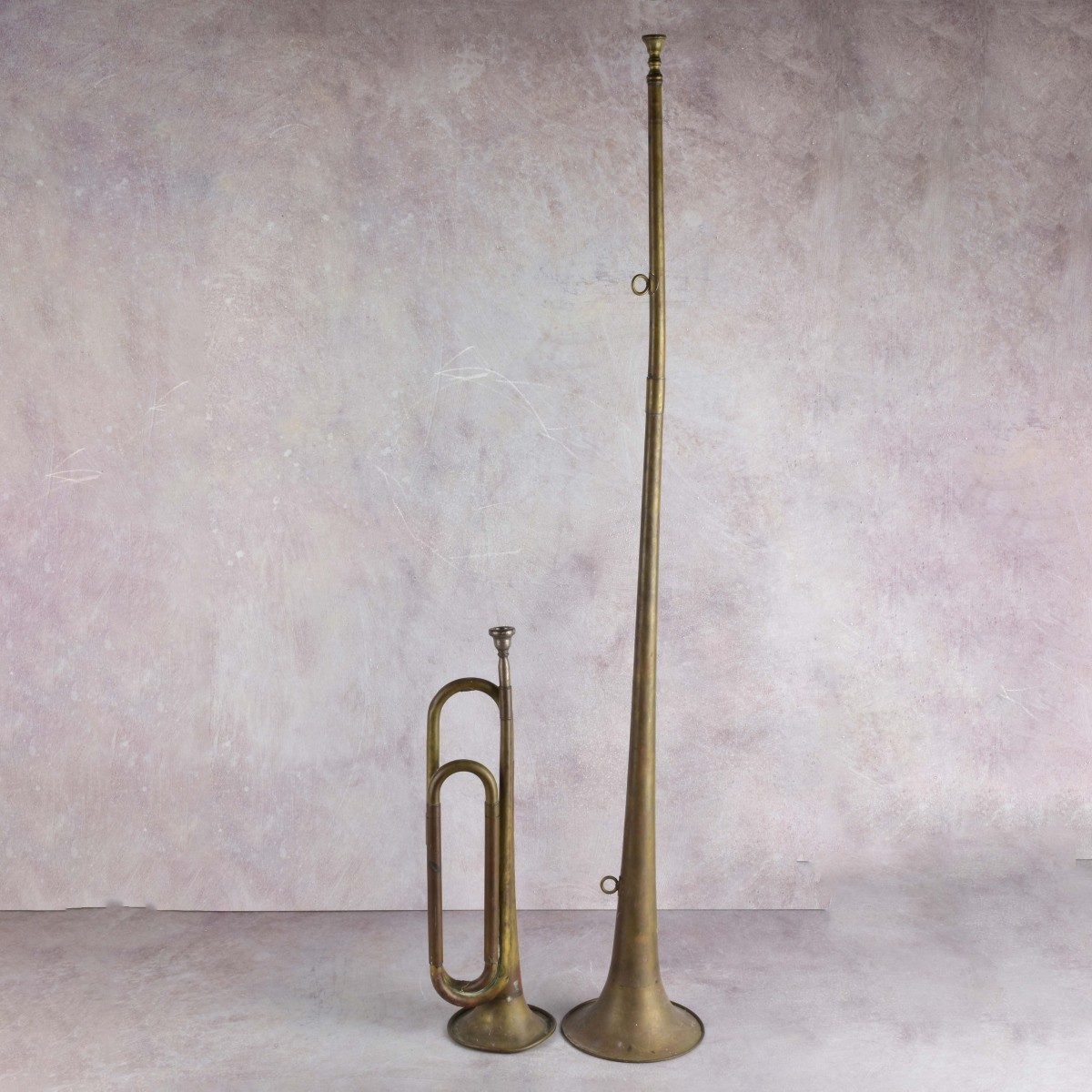 Two Musical Instruments Brass Horns