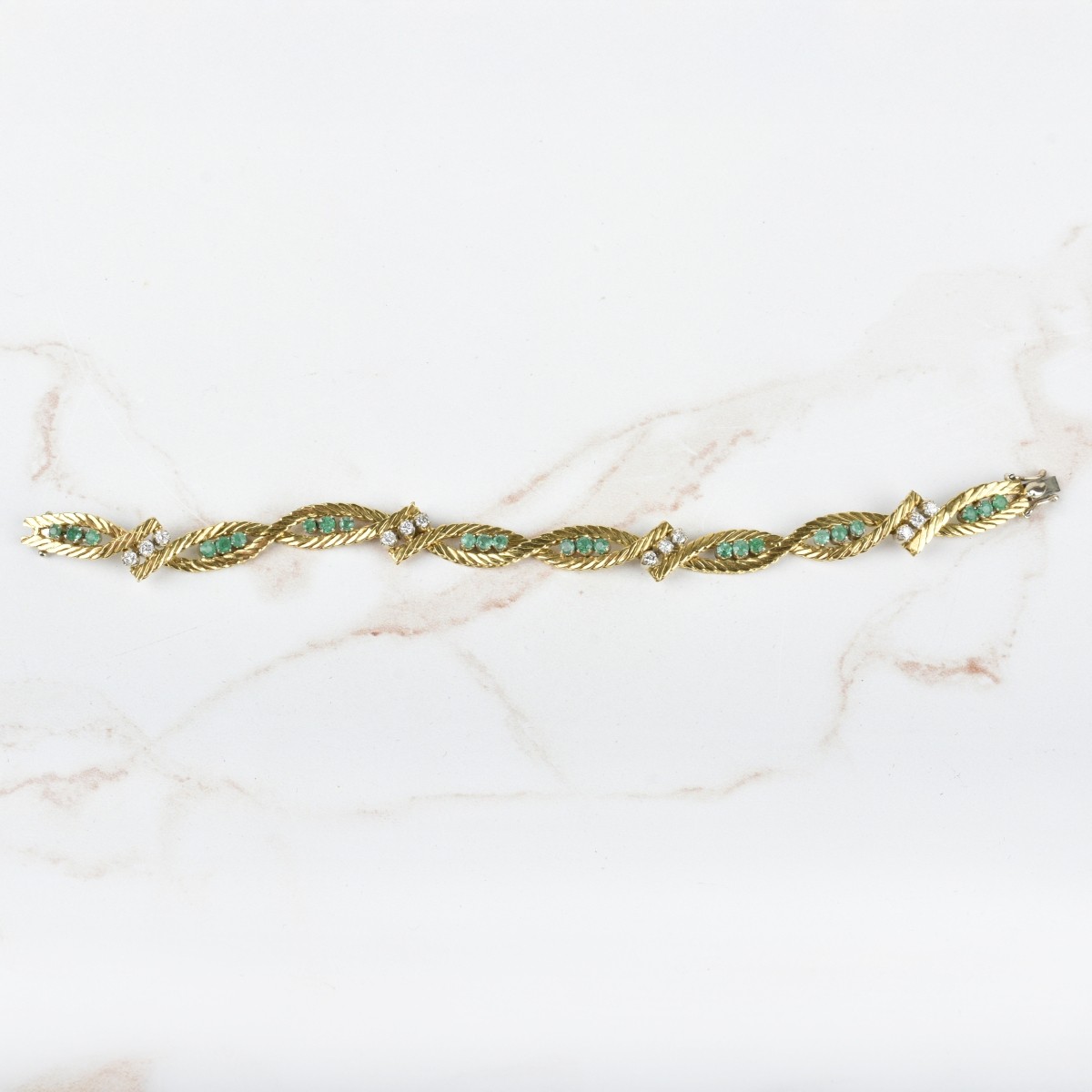 Diamond, Emerald and 18K Bracelet