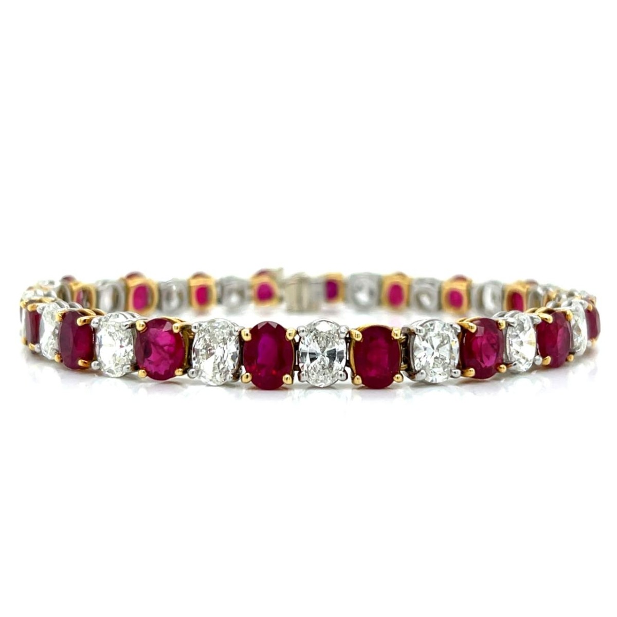 GIA Ruby, Diamond, Platinum and 18K Bracelet