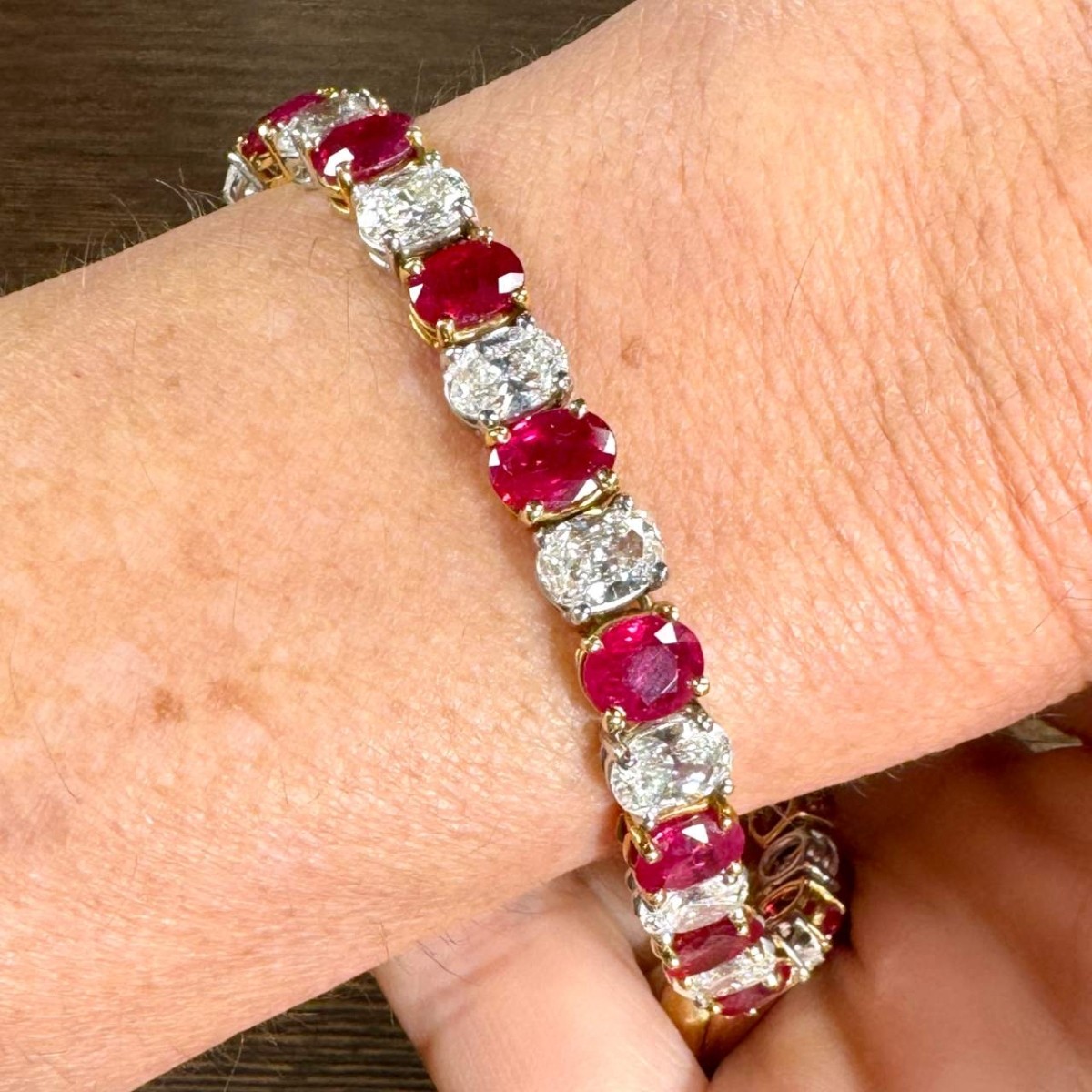 GIA Ruby, Diamond, Platinum and 18K Bracelet