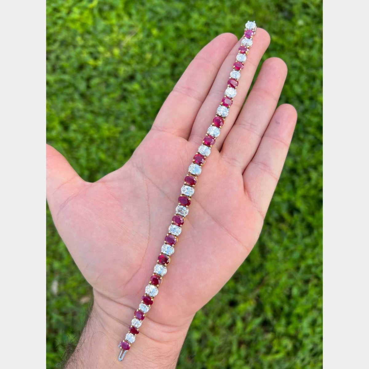 GIA Ruby, Diamond, Platinum and 18K Bracelet