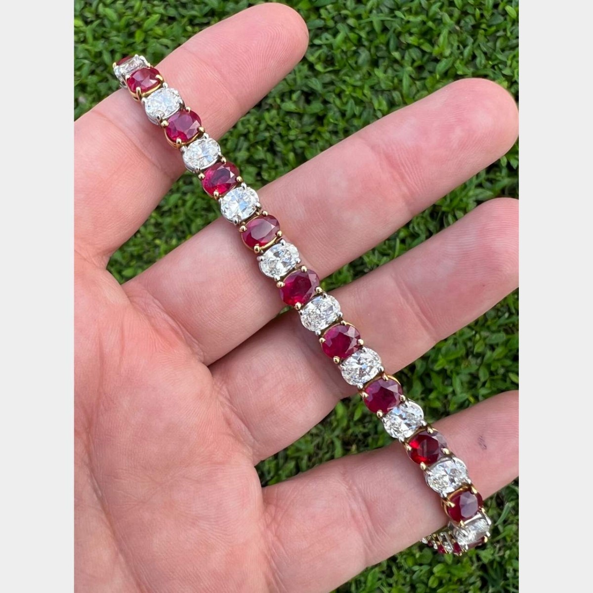 GIA Ruby, Diamond, Platinum and 18K Bracelet