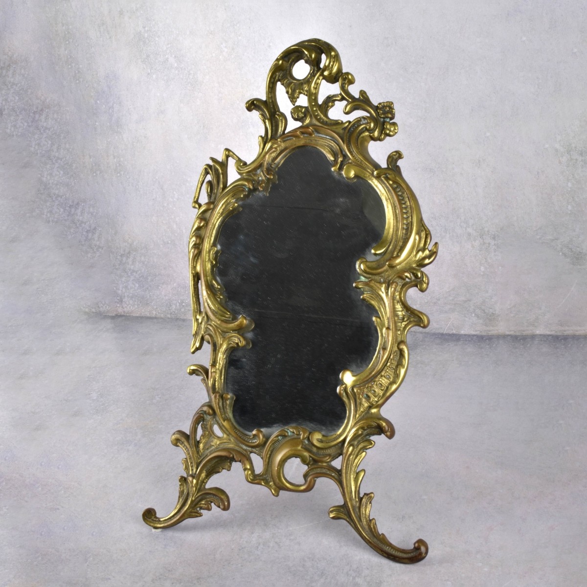 Vintage French Rococo Style Brass Mirror