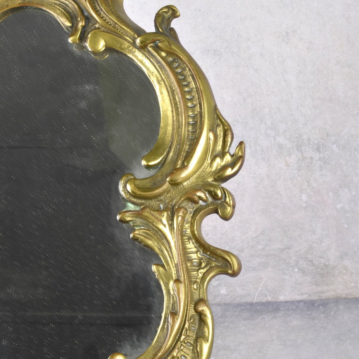 Vintage French Rococo Style Brass Mirror