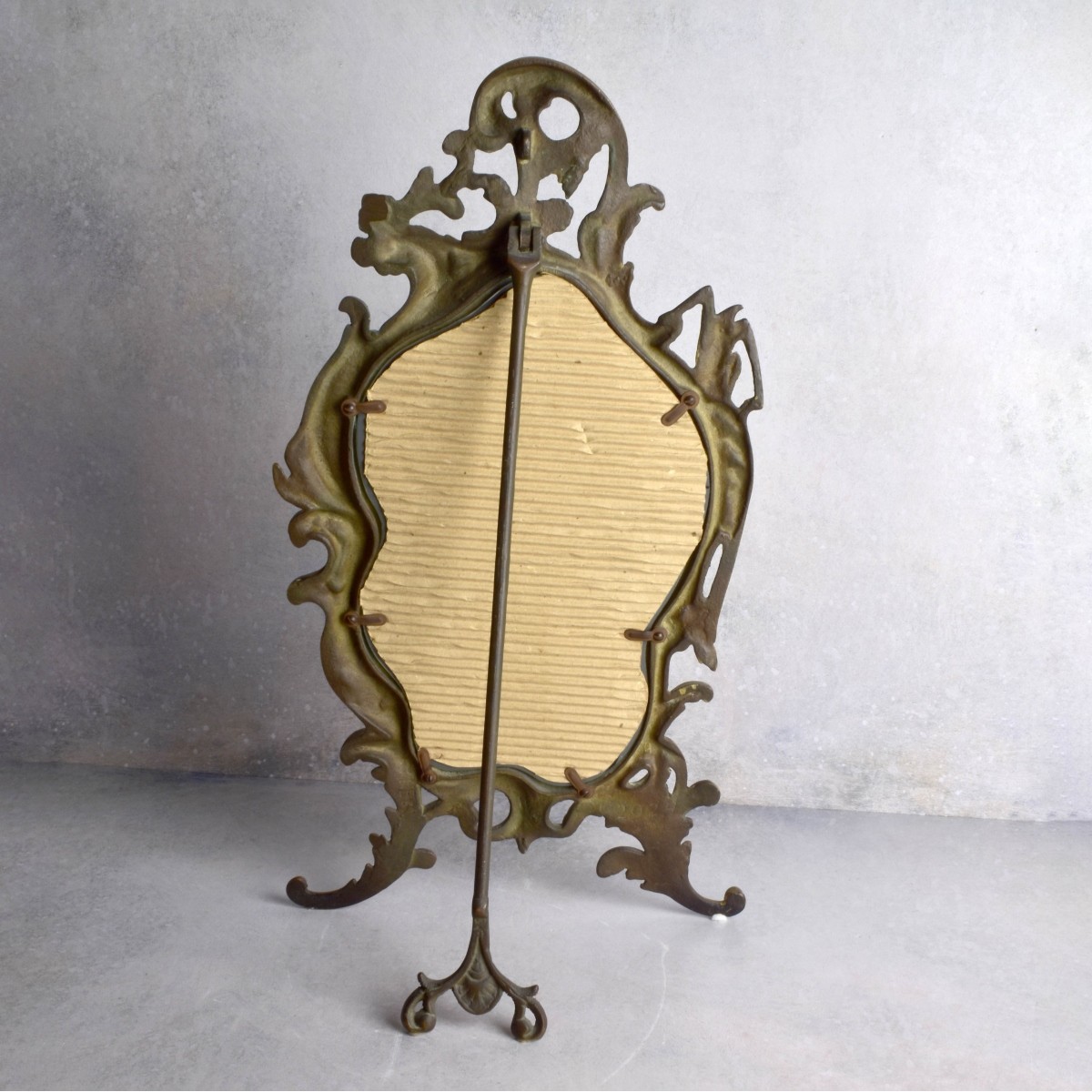 Vintage French Rococo Style Brass Mirror