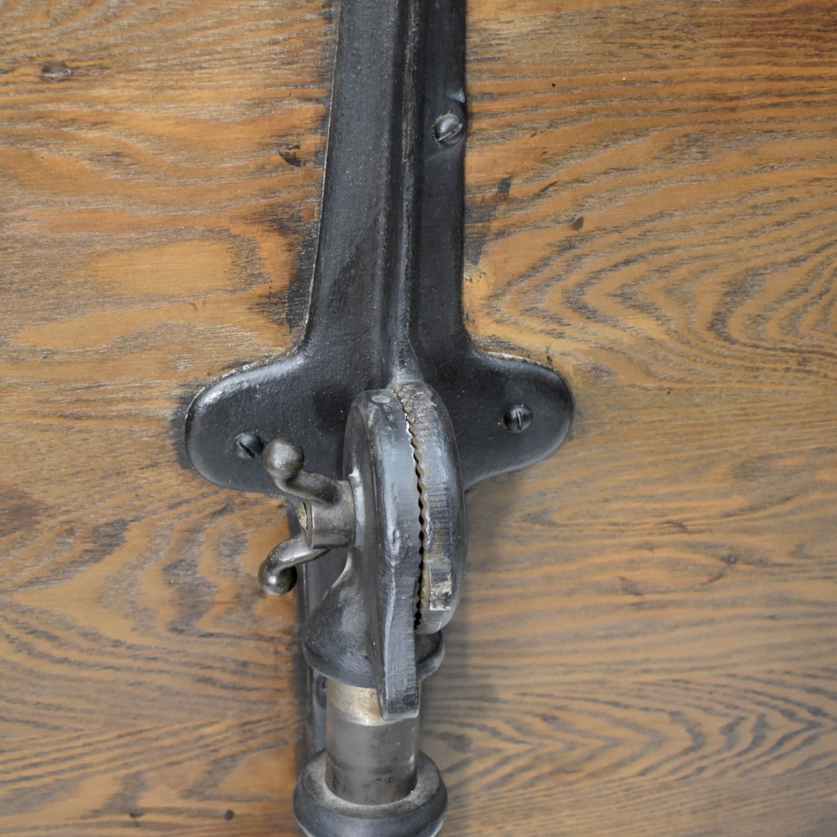 Antique Oak and Iron Mechanical Table