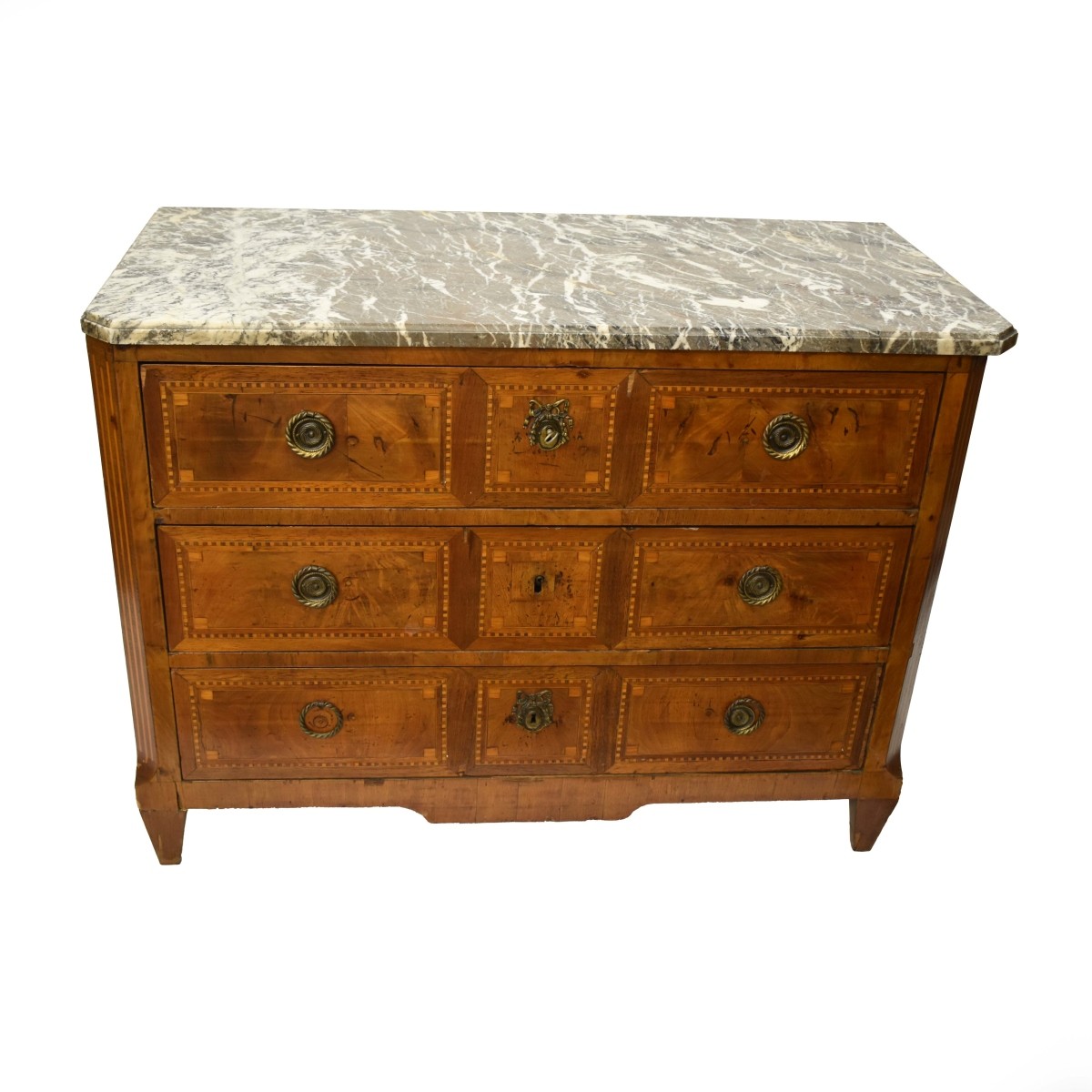 19th Century Italian Walnut Marquetry Chest