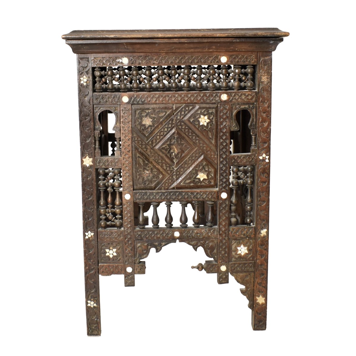 19th Century Moroccan Carved Wood Table