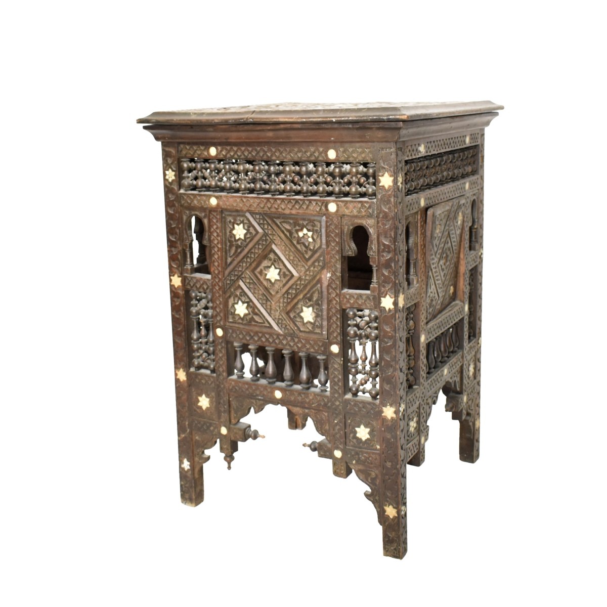 19th Century Moroccan Carved Wood Table