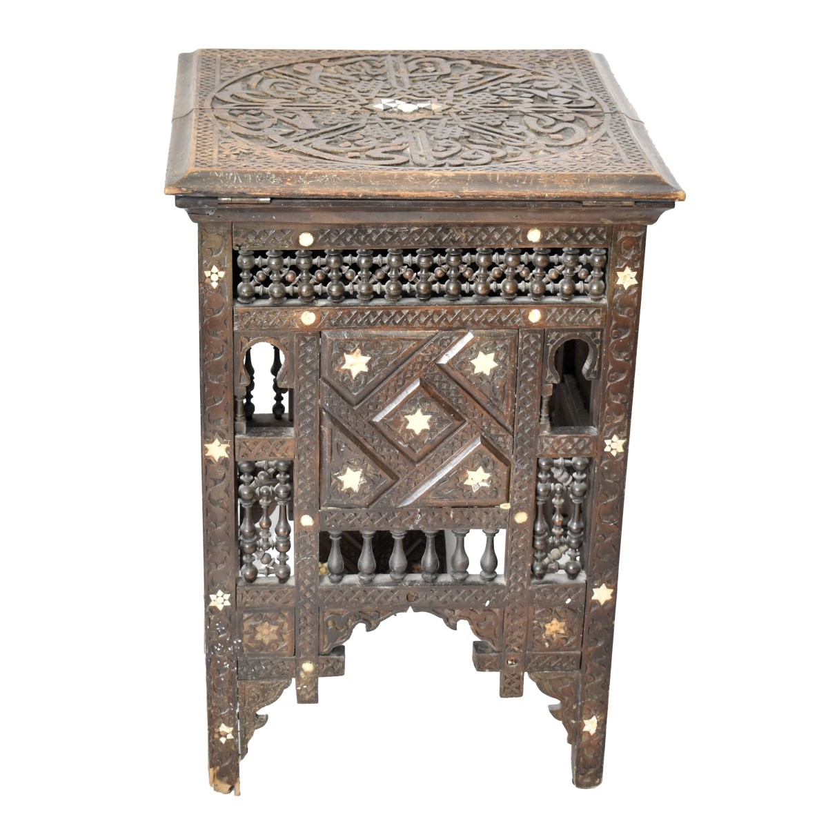 19th Century Moroccan Carved Wood Table