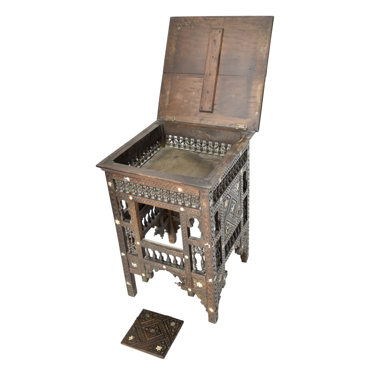19th Century Moroccan Carved Wood Table