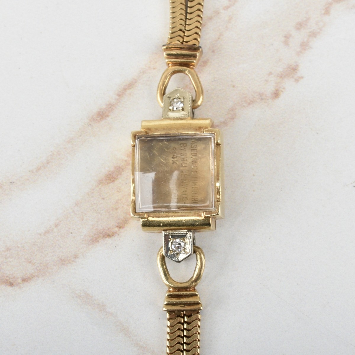 14K and Diamond Watch Case and Bracelet