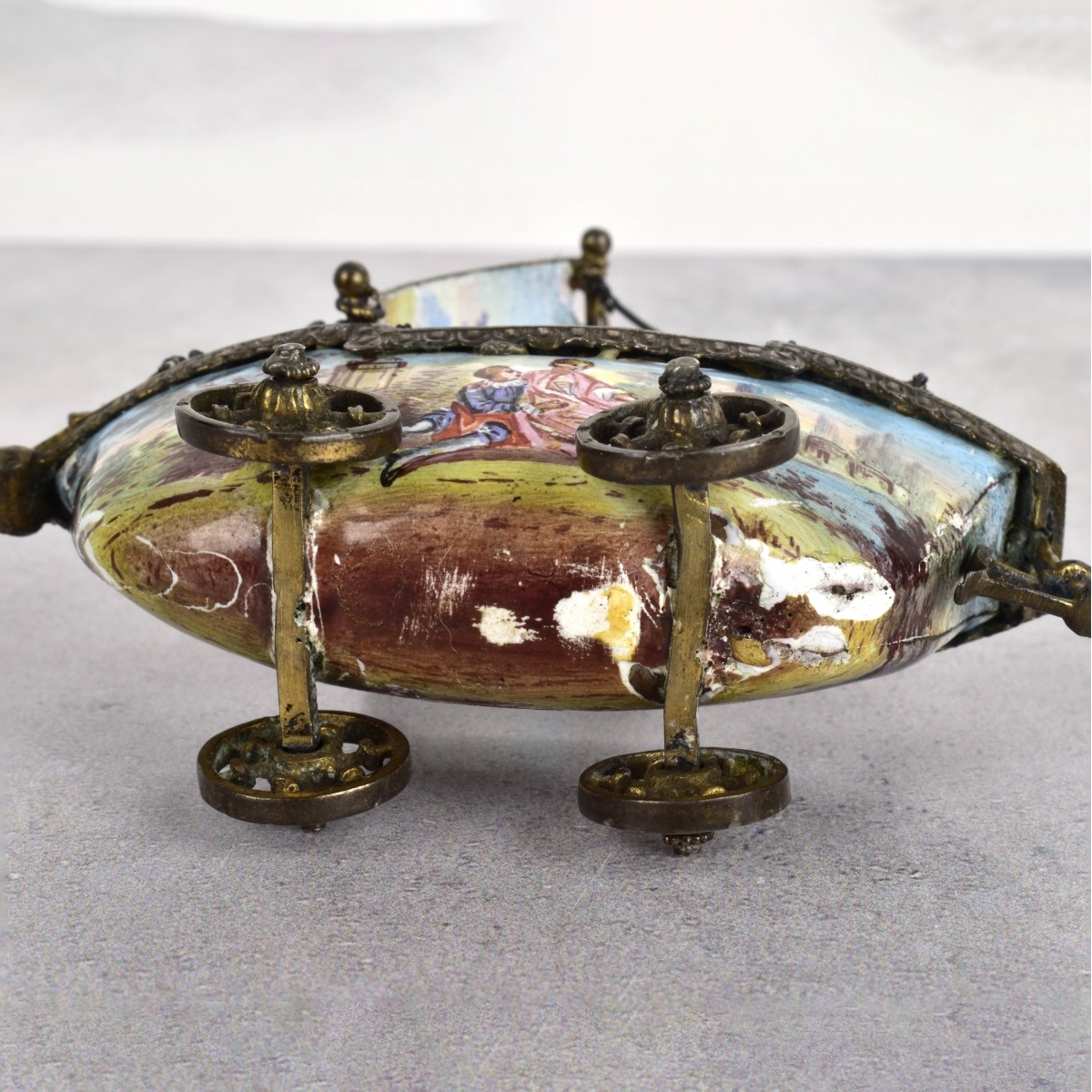 Viennese Enamel & Bronze Boat