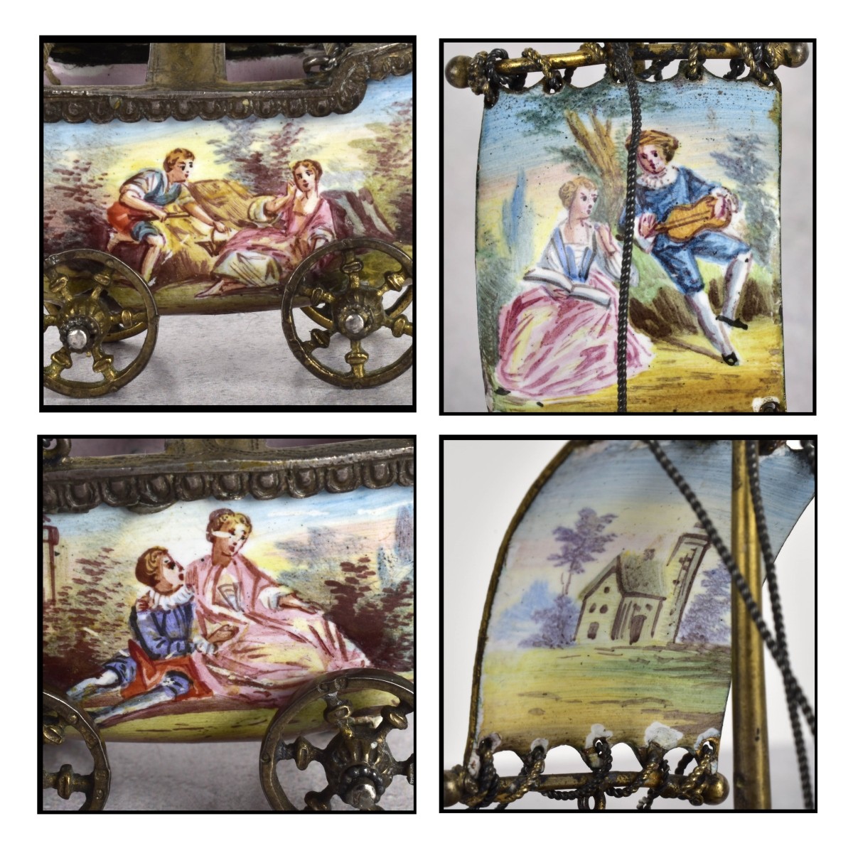 Viennese Enamel & Bronze Boat