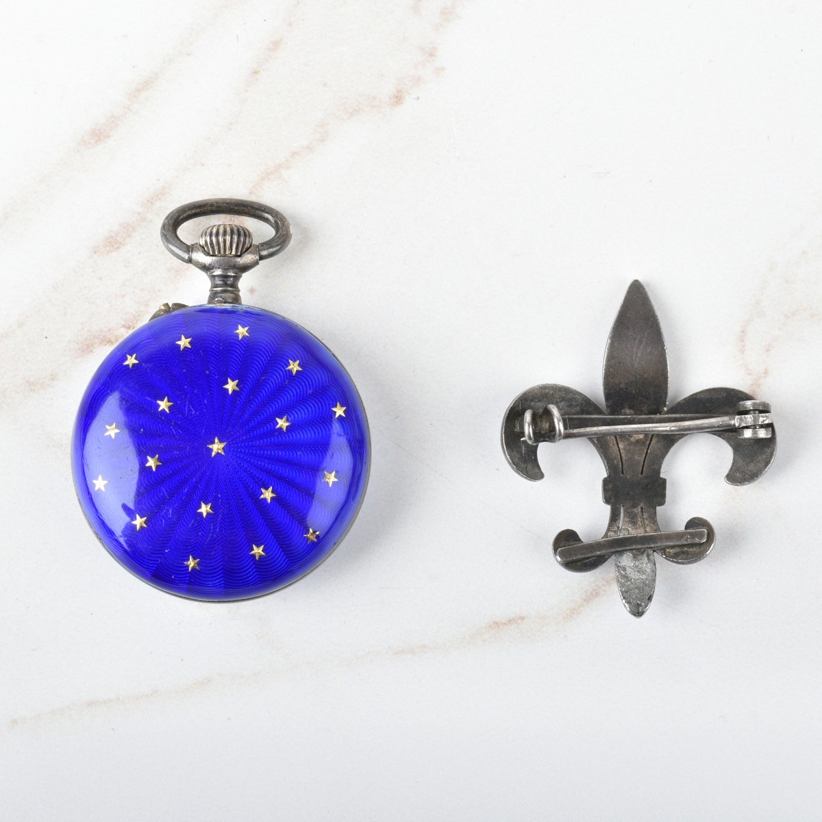 Silver and Enamel Brooch / Pendant Watch