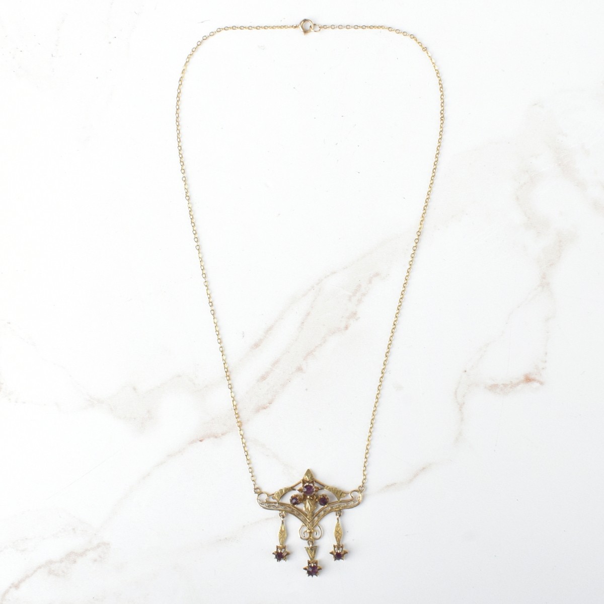 Antique Amethyst and 14K Necklace