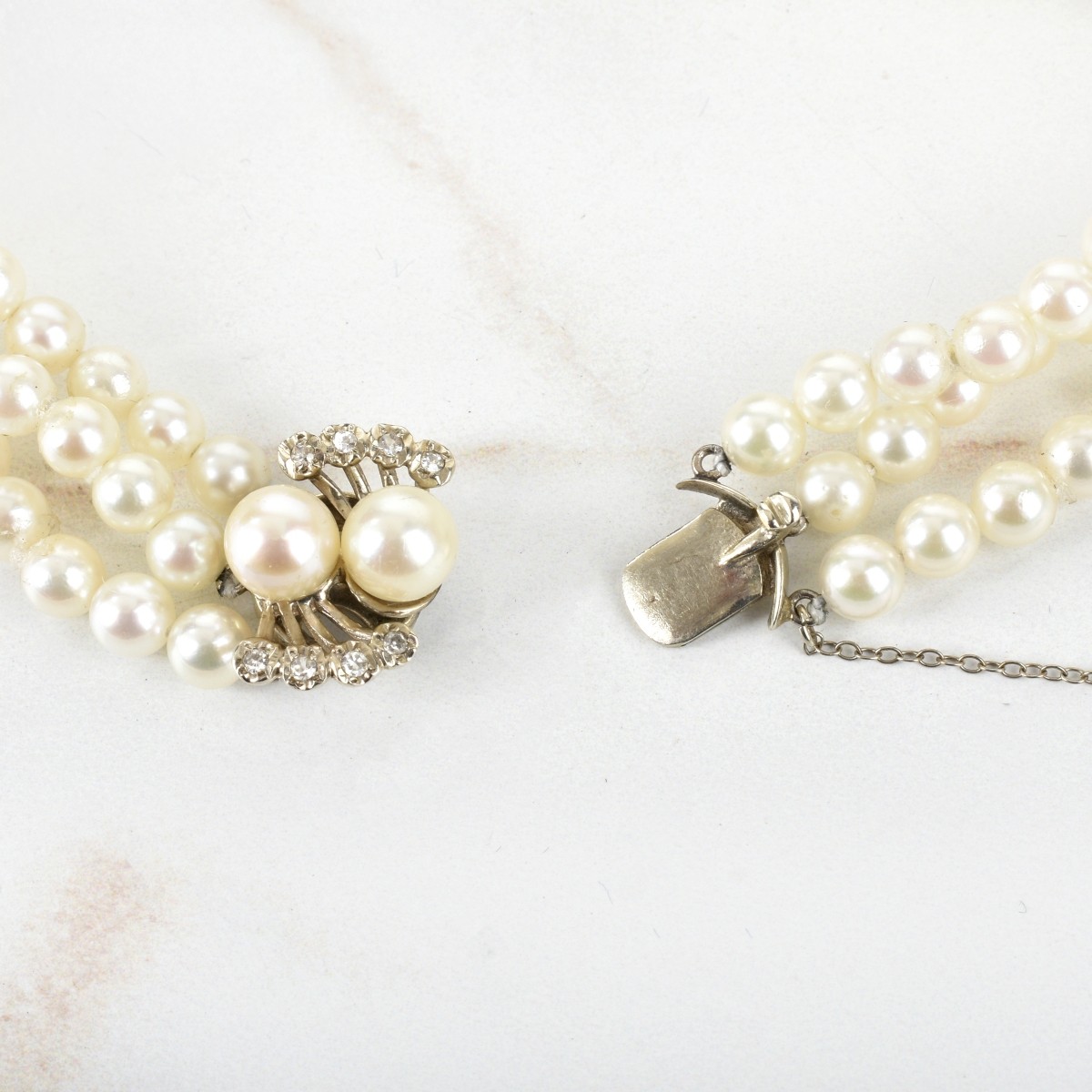 Diamond, Pearl and 18K Bracelet Watch