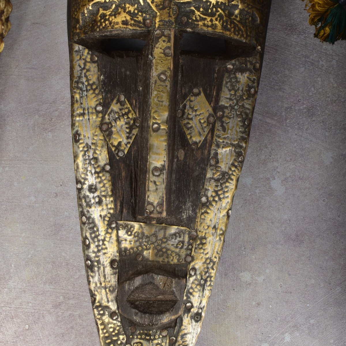 African Polychrome Carved Wood Masks