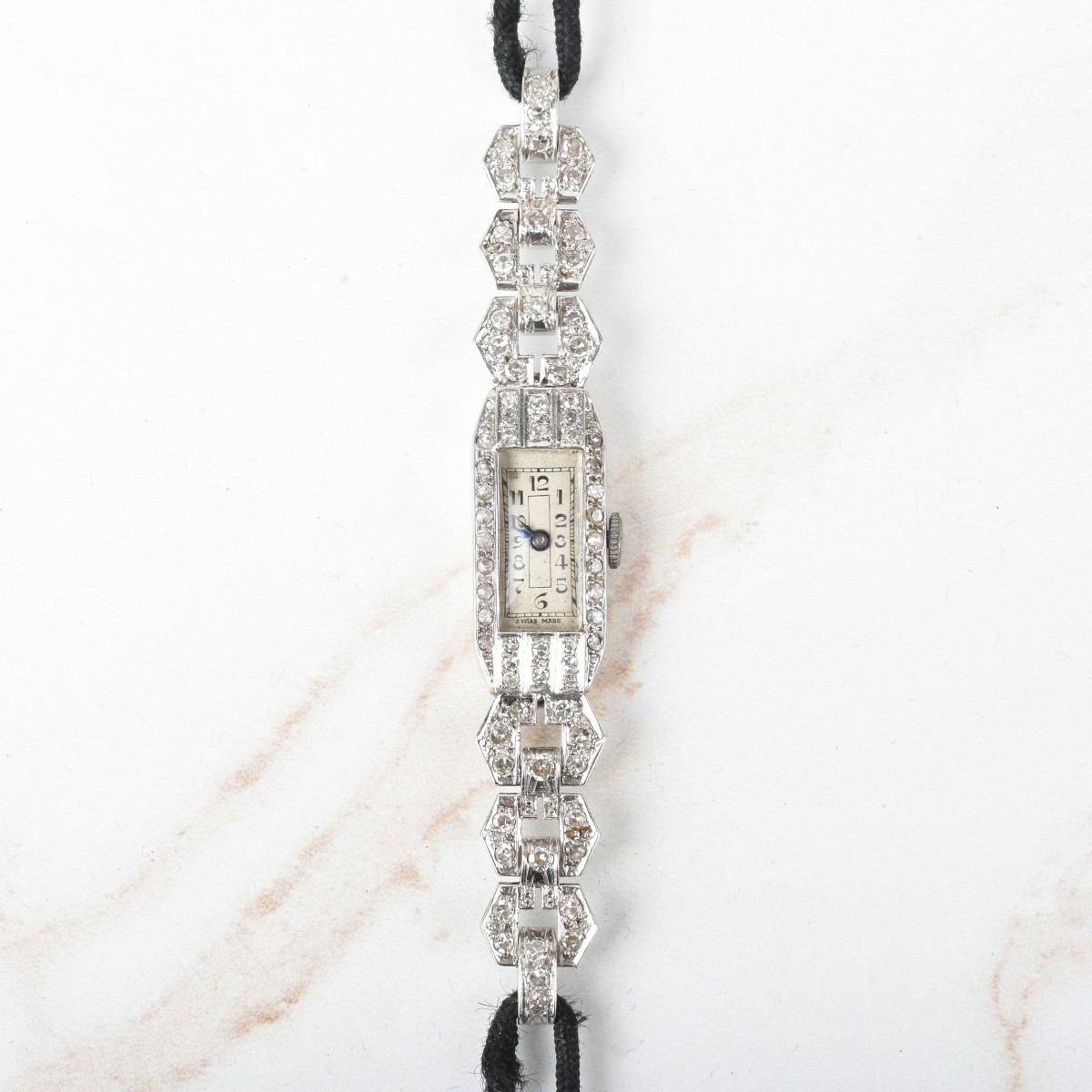 Deco Diamond and Platinum Watch