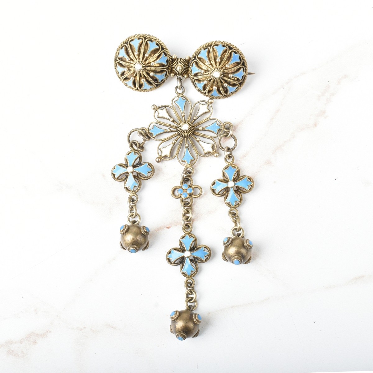 Enamel and Gold Filled Brooch