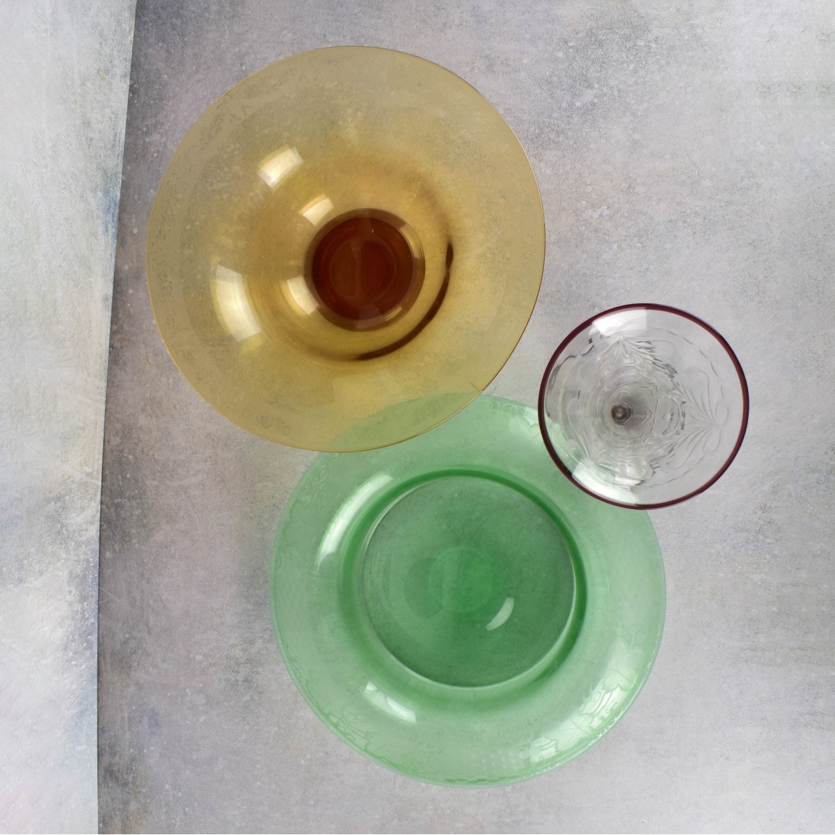 Mid-20th Century Etched Glass Pieces