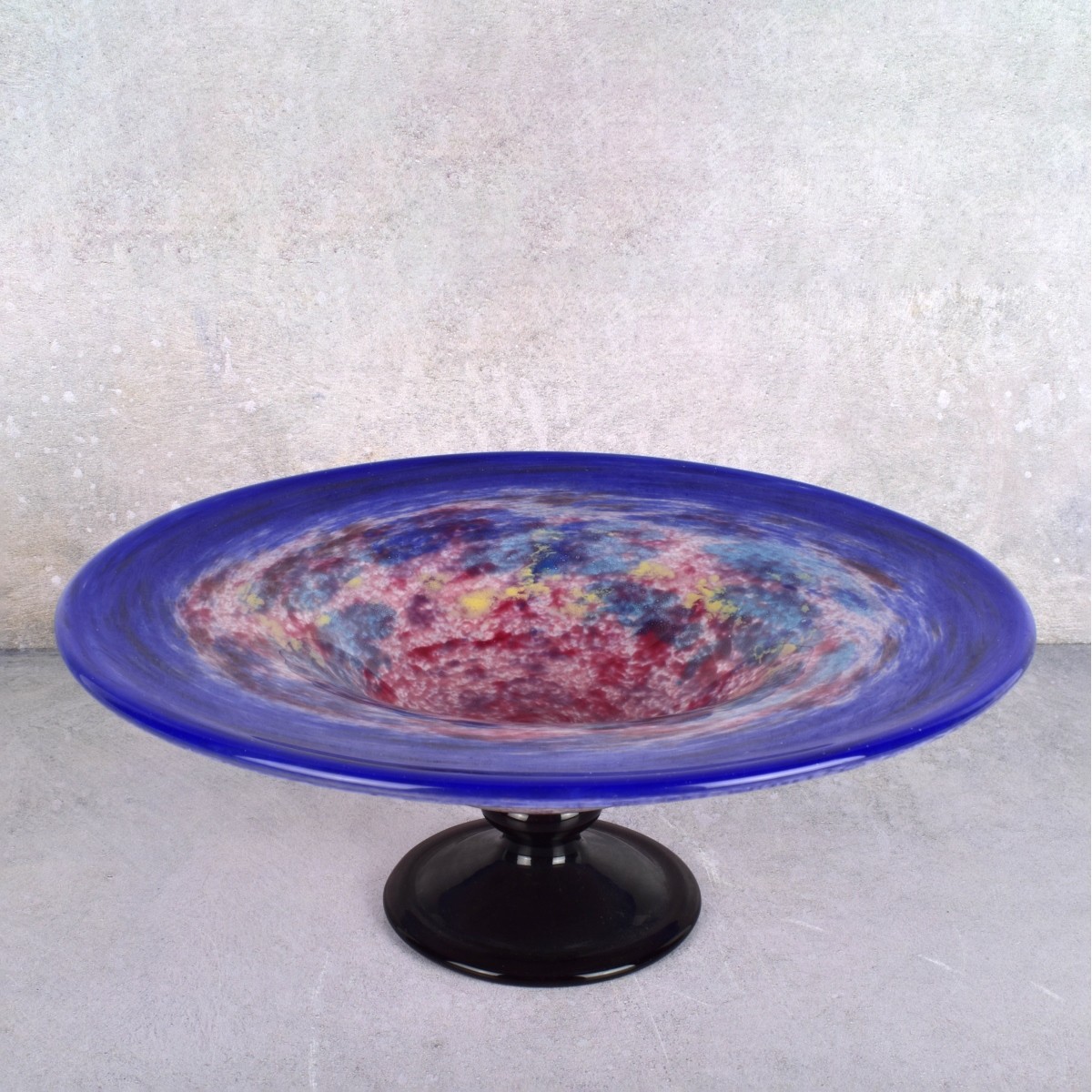 Vintage Speckled Blue Hand Blown Center Bowl