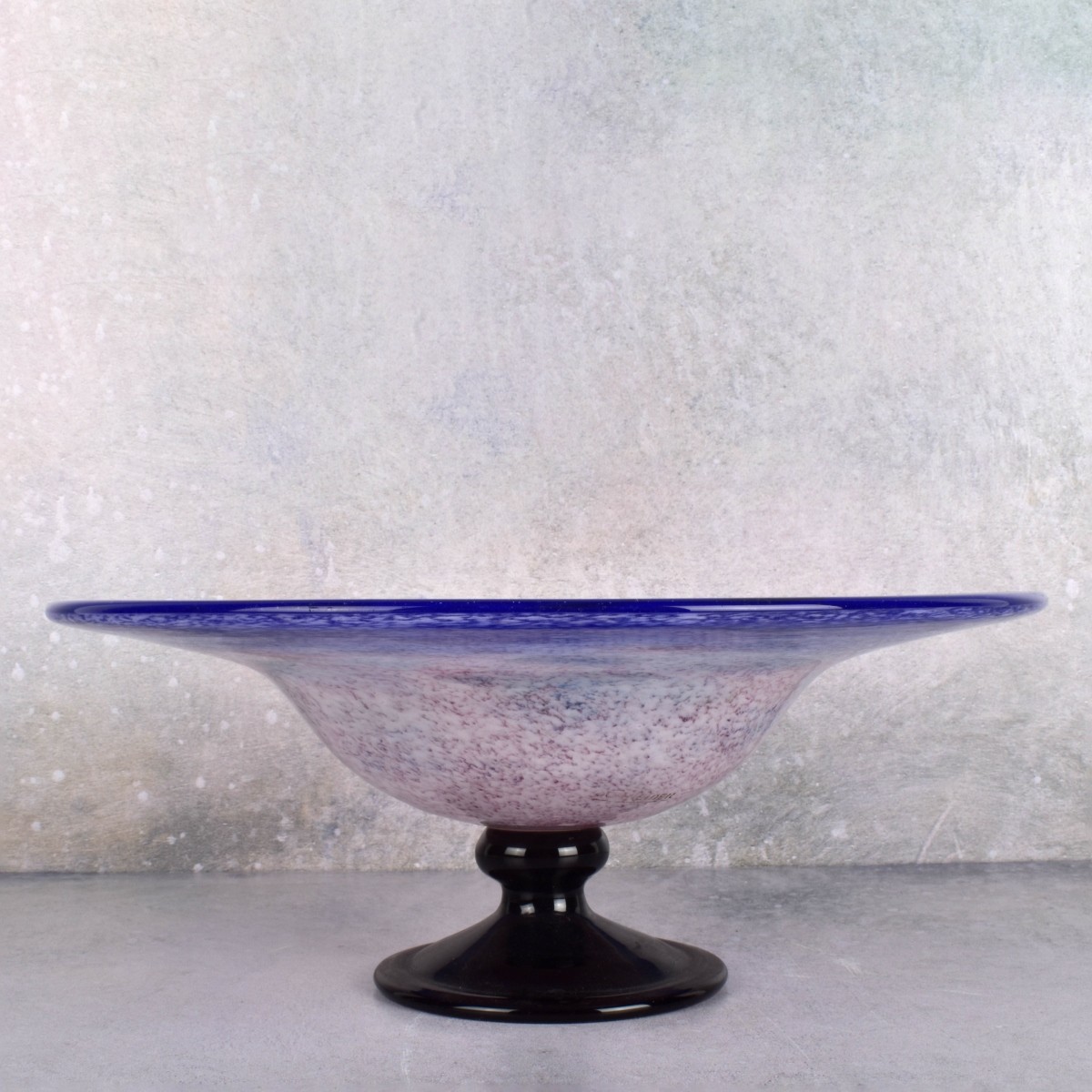 Vintage Speckled Blue Hand Blown Center Bowl