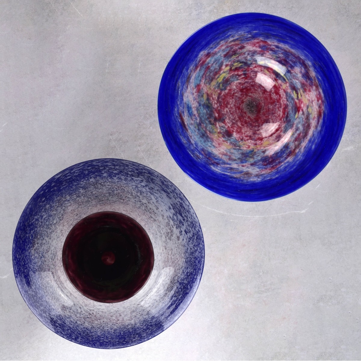 Vintage Speckled Blue Hand Blown Center Bowl