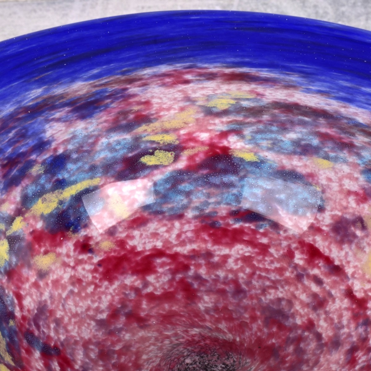 Vintage Speckled Blue Hand Blown Center Bowl