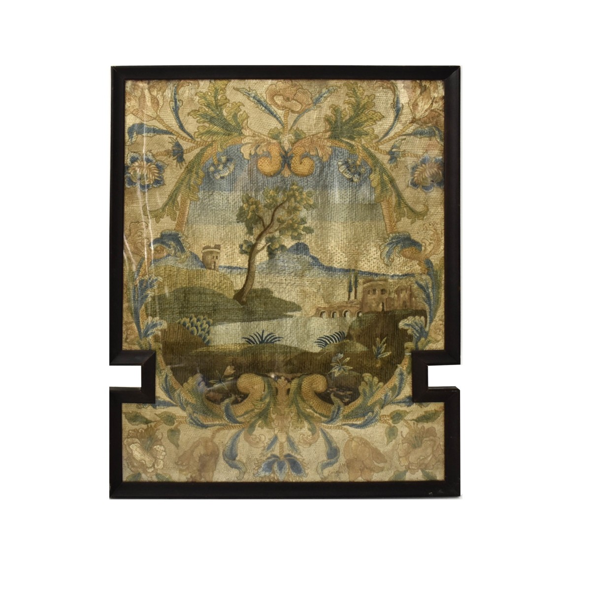 Antique Needlework Landscape Scene