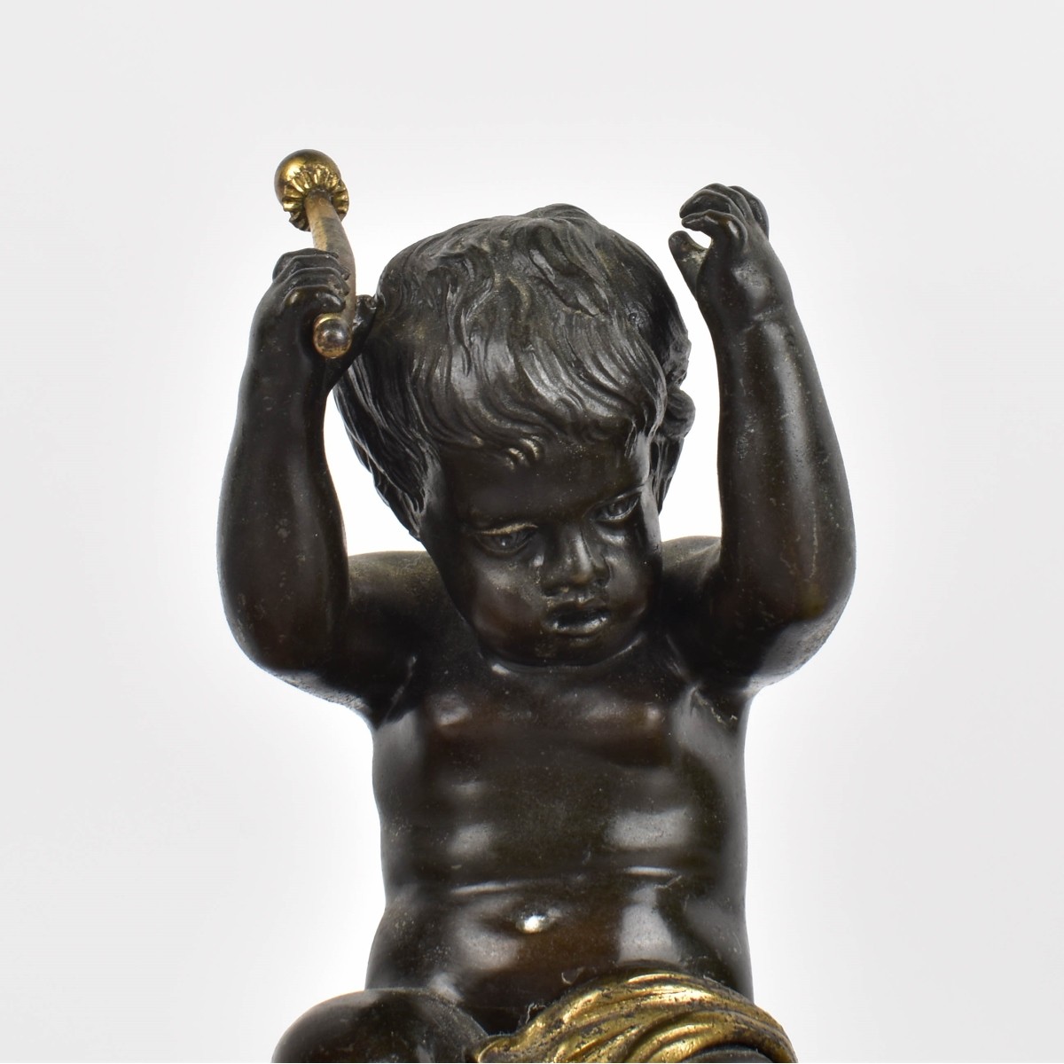 Bronze Inkwell with Putto Drumming