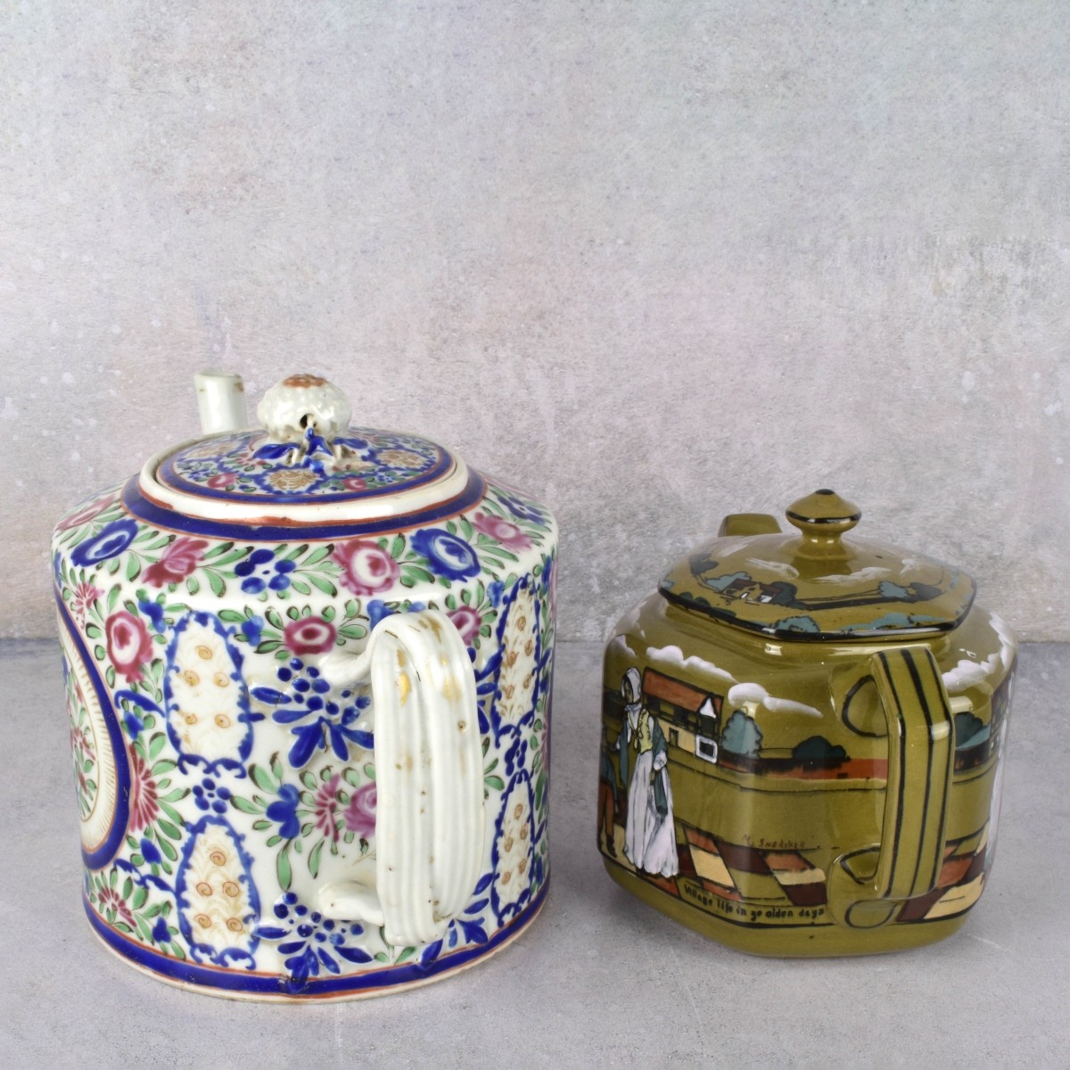 Antique Teapots Chinese Export , Buffalo Pottery
