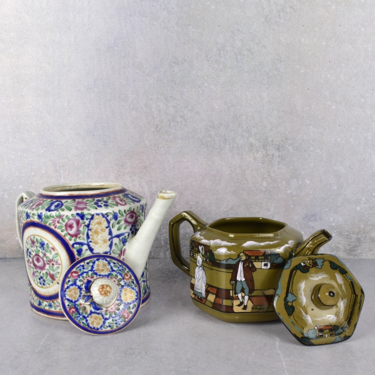 Antique Teapots Chinese Export , Buffalo Pottery