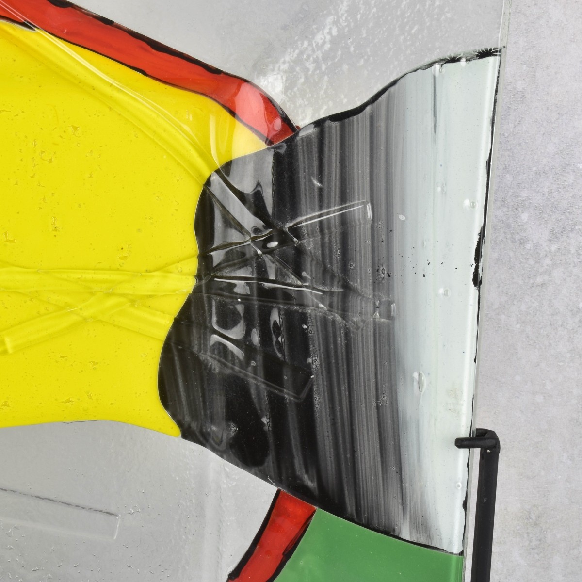 Modern Art Glass Tray on Wrought Iron Stand.