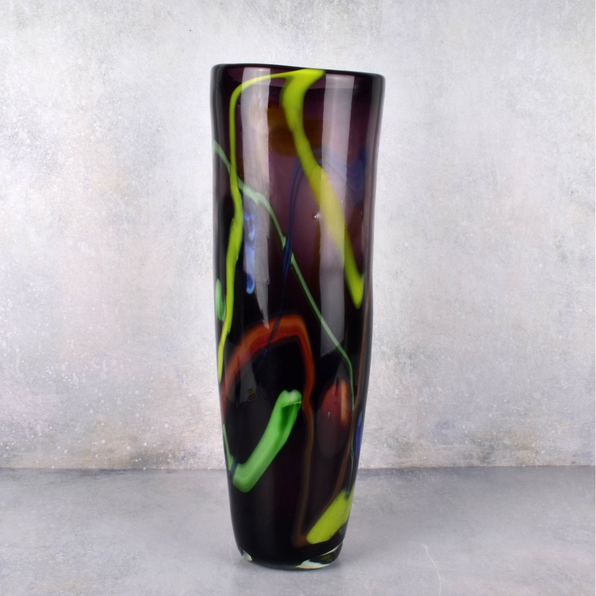 Modern Large Art Glass Cylindrical Vase