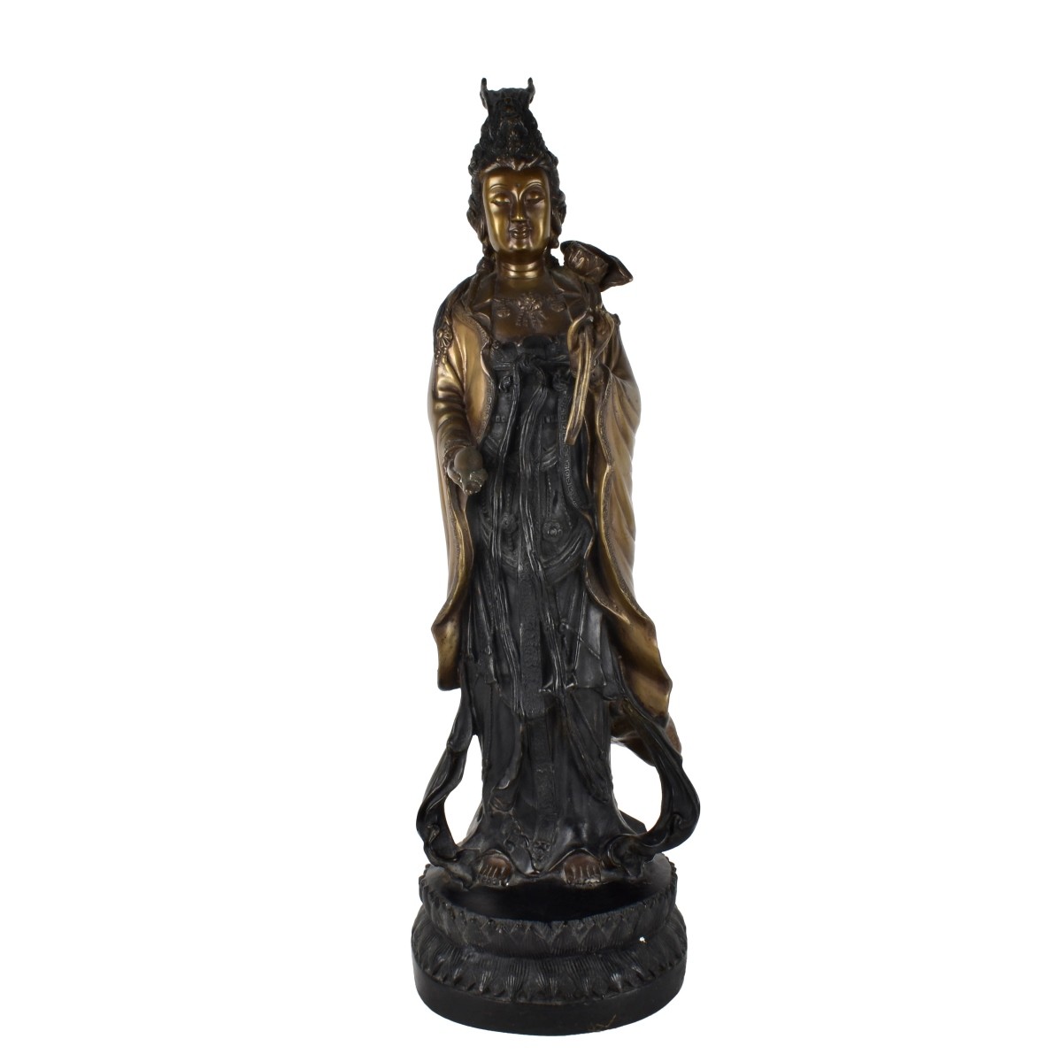 Chinese Polychrome Bronze Guanyin