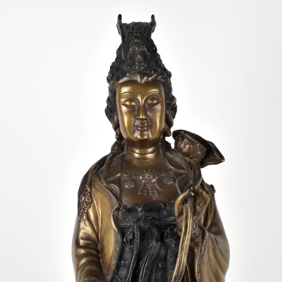 Chinese Polychrome Bronze Guanyin