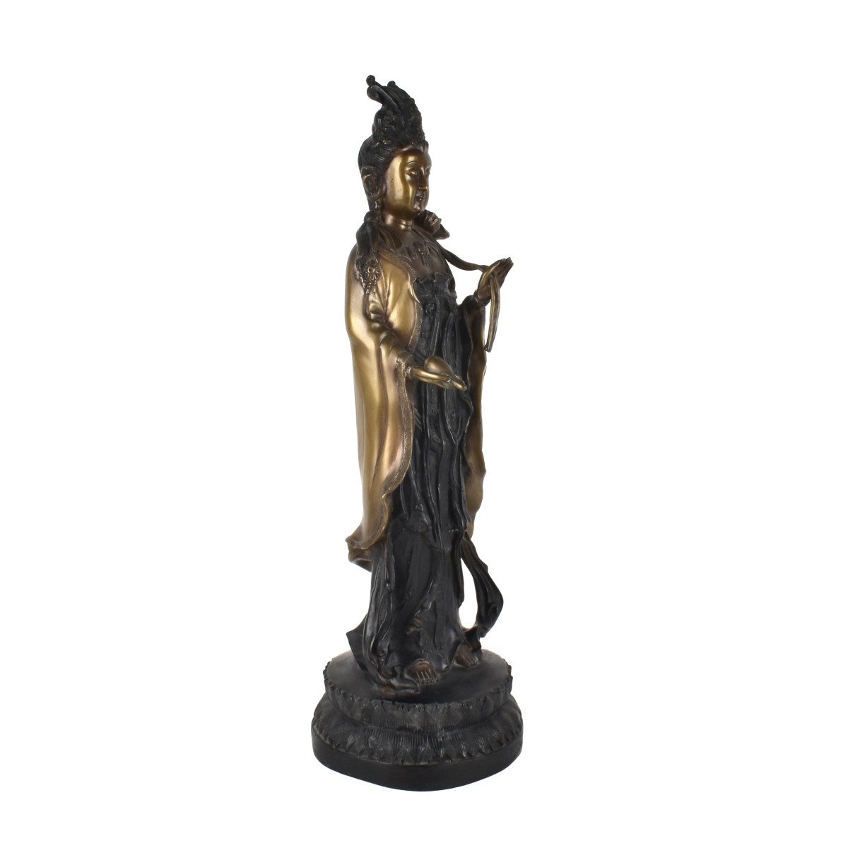 Chinese Polychrome Bronze Guanyin