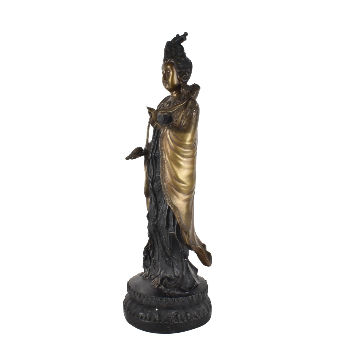Chinese Polychrome Bronze Guanyin