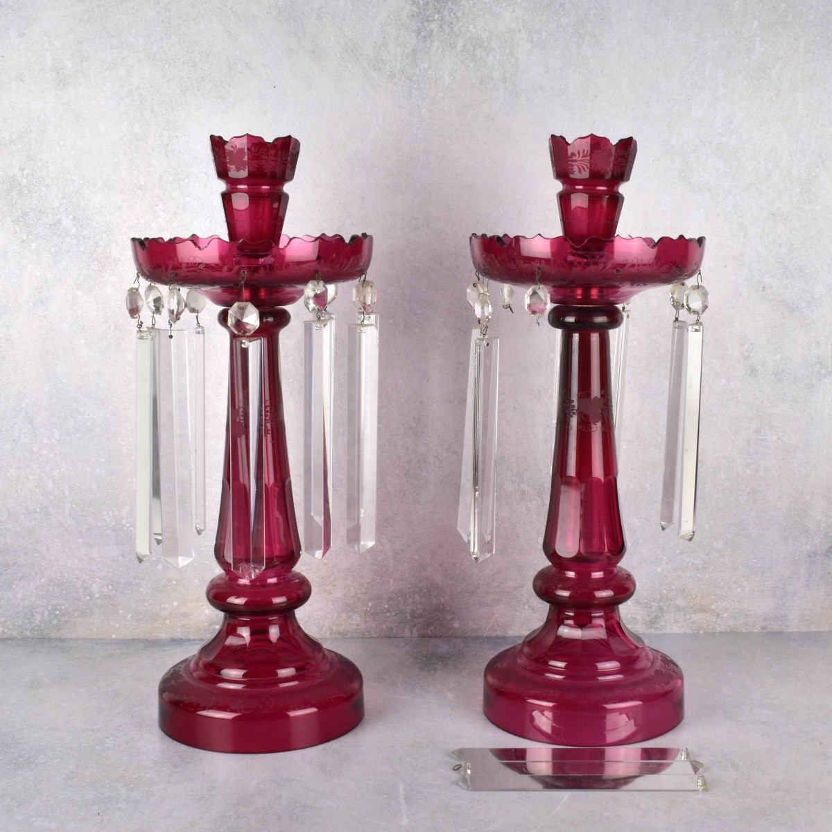 Cranberry Red Crystal Luster Lamps