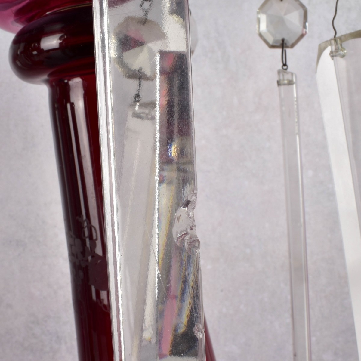 Cranberry Red Crystal Luster Lamps