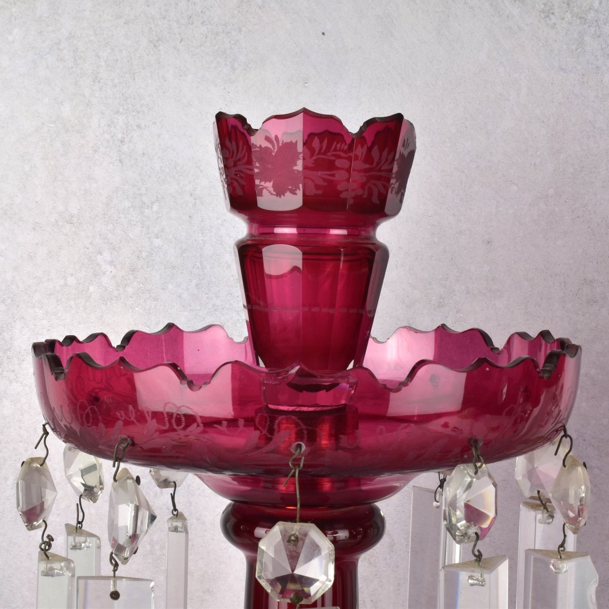 Cranberry Red Crystal Luster Lamps