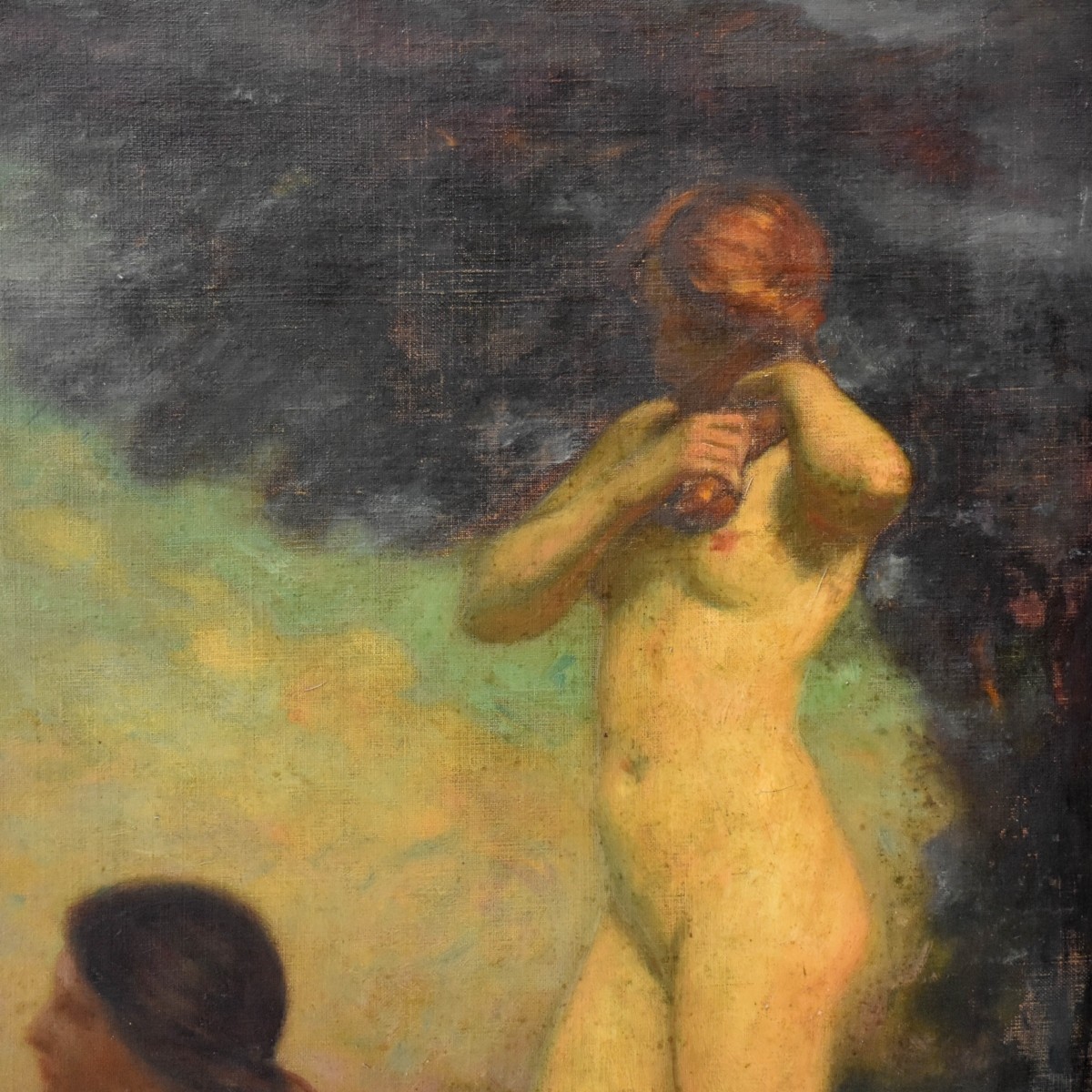 Antique Oil on Canvas Painting of Nudes