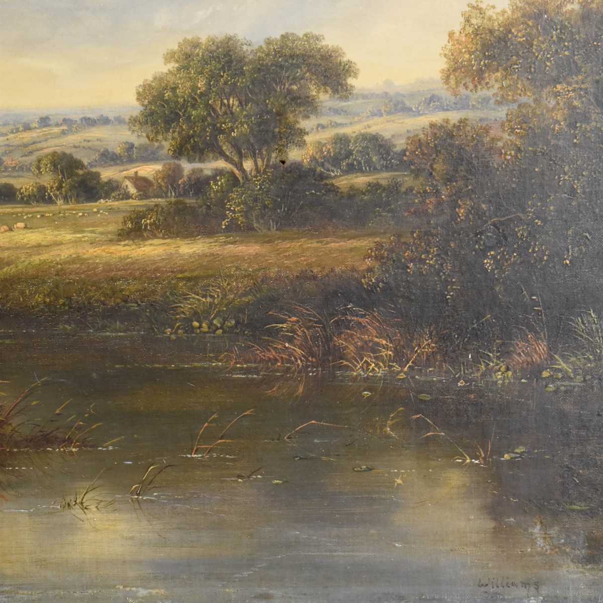 Antique American School Oil on Canvas Landscape