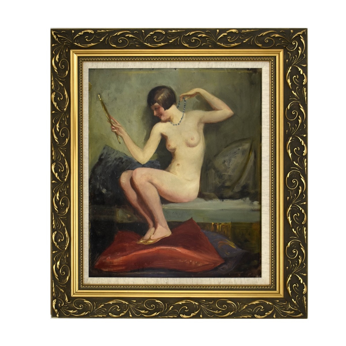 Oil On Board Nude Female Flapper Era 1920s